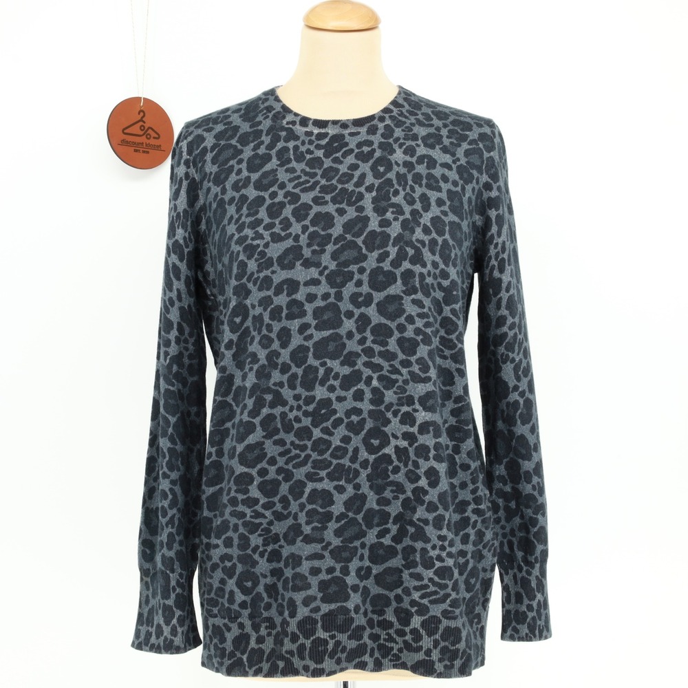 Equipment Femme Rei Crew Neck Leopard Print Cotton Cashmere Sweater Size Large